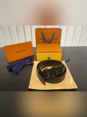 Louis Vuitton Black Monogram Leather Men’s Belt Size 36/38 Men